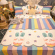 Gudie Cartoon Bed Sheet Single Piece Pure Cotton 1.5 Meter Children's Student Dormitory Quilt Single 100 Cotton Women's Pillow Set L Cute Rabbit Fantasy 120x230cm Version A Single Bed Sheet Suitable for 0.8/0