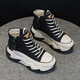 
AI genuine leather dad shoes for women 2024 autumn and winter new thick sole women's shoes sports and casual shoes soft sole travel shoes black [added fleece] WZZS677 36