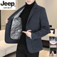 JEEP SPIRIT Light luxury high-end cashmere coat men's wool suit men's autumn and winter short down liner double-sided woolen coat for men 818 dark gray (double-sided woolen) (63 wool detachable XL (125-135Jin Jin equals 0.5 kg)