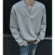 Pocket Henry collar sweatshirt for men in spring and autumn, new style, American trendy brand, simple casual inner layer, loose and handsome top, black XL