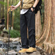Sumpfgebiet Outdoor Mountaineering Herren Workwear Frühling und Sommer dünne lose geradlinige Ladung Casual Ice Seidenhose WS003 Schwarz XL