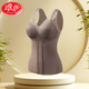 LangSha's new shapewear upper body without bra, corset top, strong tummy control, tummy control, warm vest for women, buttoned tummy control, body shaping and warmth, apricot + apricot 2XL (recommended 140-160 Jin Jin equals 0.5 kg)