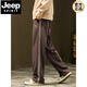
JEEP SPIRIT2024 autumn and winter new heavyweight thin velvet men's loose wide-leg casual pants workwear American high street sports sweatpants Q829 dark gray L