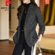 Pierre Cardin Wool Suit Jacket Women's Winter Thickened 2025 New Autumn and Winter High-Quality Temperament Casual Women's Woolen Suit Black Suit XL