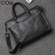 French COW Briefcase Trendy Fashion Men's Bag Casual Business Large Capacity Horizontal Handbag Shoulder Crossbody Laptop Bag C-6668 Black