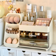 Nafenai Desktop Cosmetics Storage Box High-end Makeup Brush Storage Bucket Skin Care Product Compartment Drawer Storage Box Storage Rack Cream A/Makeup Brush Integrated Makeup Box