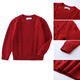 BUBBLE ORANGE parent-child outfit for a family of three or four in autumn and winter, red New Year's festive sweater, Chinese style high-end knitwear, full family outfit, burgundy parent-child outfit, baby size 130 (recommended height 125-135cm)