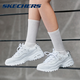 Skechers women's shoes spring new dad shoes female students versatile 2024 new thick-soled casual white shoes white/silver 11979-WSL 35.5