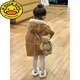 G.DUCKKIDS Little Yellow Duck Girls' Lamb Wool Jacket 2025 Autumn and Winter New Children's Fur All-in-One Coat Thickened and Warm Brown Brown Velvet 100cm