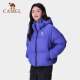 骆驼（CAMEL）黑钻系列短款羽绒服女装冬新款保暖防风连帽羽绒外套面包服 724CA6B601，白玉粉，女 L (180)