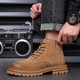 Sanofeng Martin boots men's high-top British style big yellow boots thick-soled men's boots mid-top outdoor retro top-layer workwear shoes yellow [top-layer pig skin] 40 leather shoes size