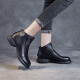 Muyan (MUYAN) first layer cowhide short boots 2023 autumn and winter new style genuine leather women's shoes thick heel Martin boots leather shoes bare boots retro women's boots black [single lining] ZZM2227736