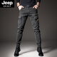 Jeep Spirit2024 Frühlings- und Herbst-neue Arbeithosen Herrenmarke Multi-Tocket Dicked Retro Casual Herrenhosen Schlanke Legginghosen 691 Black 29