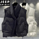 JEEP SPIRIT solid color stand-up collar cotton vest jacket men's winter thickened trendy workwear youth casual cotton jacket trendy brand loose black 2XL suitable for 150-180Jin Jin equals 0.5 kg