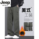 
JEEP SPIRIT American Trendy Brand Working Pants Men's Loose Straight Autumn and Winter Paratrooper Pants 2025 Winter Plus Sport and Casual Trousers 9856-Black 4XL [Merchant]180~200Jin[Jin equals 0.5 kg]