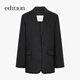 Edition blazer women's high-end gray suit woolen coat women's gentleman's suit dark floral gray S