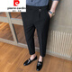 Pier Cardin [Leichte Luxus High-End] Markenmarke Männer lässige Hosen Hose für Herren-Clipper Hosen Sommertrend schlanke Füße Freizeithosen Herren-Draped Anzug Hosen Helles Luxus gestrickt 736 Dunkelgrau 36