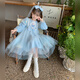 Annie Youer Elsa Princess Dress Girls Autumn Skirt 2025 Spring and Autumn New Frozen Girl Elsa Dress Autumn Blue 110