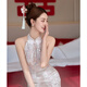 以欧（YIOU）新中式晨袍新娘结婚旗袍敬酒服订婚礼服连衣裙小个子轻奢小众687 图片色 S