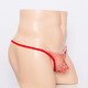 Guiruo men's sexy underwear ultra-thin transparent ice ribbon thong set breathable teasing sex toy red