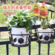长万家花架置物架阳台挂式花盆架栏杆装饰花盆挂架窗台防盗网绿萝花架子 古铜色【加粗带花纹版】