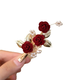 Qimei Lianxi's mother-in-law's hairpin hairpin wedding banquet mother's red festive hairpin hairpin back of the head tassel edge clip one red rose edge clip