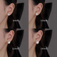 Lnieer Korean fever same style Shijia pearl earrings for women 999 pure silver celebrities Australian white ear piercing new earrings earrings Shijia pearl earrings 12mm 999 pure silver
