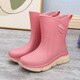 Bottes de pluie Aole Chaussures en caoutchouc pour femmes pour femmes Adult Fashion Kitchen Anti-Slip Plus Velvet Rain Boots 2024 Nouveau anti-résistant 640 Pink Plus Coton peut être détaché [Sélectionner une taille plus grande] 36