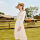 Betu women's autumn new dress temperament stitch stitch fake two-piece waist dress for women 2309T88 light apricot S