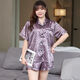 
Zhidou Dou women's pajamas summer fat girl plus fat plus size ice silk pajamas women's summer short-sleeved thin style plus fat extra size suit 15# ice silk double short b9926 single size XL