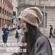 Xue Qianman Hat Women's Autumn and Winter Style Pile Hat Letters Versatile Thickened Warm Knitted Wool Hat Plus Velvet Baotou Hat