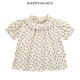 happyology英国女童夏季木耳边泡泡袖高级感衬衫女宝宝纯棉上衣 小野花 104 (104cm)