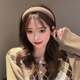Korean internet celebrity autumn and winter high-end sponge face wash headband wide-brimmed high skull pressure hair headband showing face small hairpin for women milk tea color