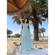 
YIOU Purple Mint Green V-neck Hanging Neck Sling Long Dress Summer Dopamine Seaside Vacation Fairy Skirt 9755 Picture Color M