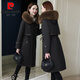 Pierre Cardin Haining Parker Coat Women's 2025 Winter New Rex Rabbit Fur Liner High-End Fur Jacket Mid-Length Mother's Style Black Brown Fur Collar 2XL 135-145Jin Jin is equal to 0.5 kg