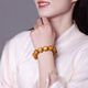Mu century-old golden nanmu bracelet, men's and women's old material high-density Buddhist beads rosary and play bracelet, about 15mm
