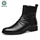 Holzspecker Chelsea -Stiefel Männer echtes Leder Low Top Retro weiche Lederseite Reißverschluss Britisch -Top Short Stiefel und Fleece Martin Boots Herren Schwarz -1 Single Schuh Flachferse 38 240