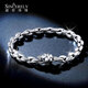 SHENGSHIQIYUAN men's bracelet platinum pt950 high-end simple and elegant men's trendy personality domineering wolf head platinum bracelet for men platinum 950 21 cm 36.74 g