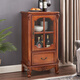 Xinhuayuan Wood American-style small wine cabinet European-style light luxury floor-standing all-solid wood side cabinet single-door wine cabinet home wall-mounted living room storage cabinet right door + cherry color