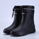 2024 Wasserdichte Schuhe Männer und Frauen Regenstiefel modische kurze Röhrchen verdickte warme Gummischuhe Arbeit nicht rutschfischer Fischerei Kücherin Regenstiefel Schwarz [Einzelschuhe] Standardgröße 38