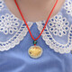 Tico safe gold inlaid jade pendant necklace baby style first-year gift for children safe lock red rope pendant