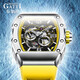 Bonest Gatti Watch Men's German Mechanical Watch Полностью автоматические полые густого водонепроницаемого вина с бочкой с днем ​​рождения подарок серебряный зеленый Bg9903a
