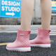 Mu Yunyao Japanese rain boots for women's non-slip 2025 new adults with waterproof and anti-slip mid-tube rainy day shoes Apricot color (standard size) 36