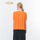 VOA silk dark pattern jacquard orange V-neck short sleeve asymmetrical bead pressed pleated swallowtail hem mulberry silk T-shirt BE679 Happy Orange (C02) XL