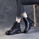 KI-Top-Layer-Cowide Kurzstiefel für Frauen 2024 Winter neuer Stiefel mit Martinstiefeln und Velvet-Baumwollschuhen echte Leder-Leder-Lederschuhe schwarz [hinzugefügte Velvet] Wzzm23339 38