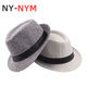 NY-NYM middle-aged and elderly men's outdoor sun hat prom party jazz hat linen curled top hat gentleman hat khaki 58cm