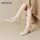 Daphne Single -Schuhe für Frauen Schaffell Dicke Absätze Vielseitige High Heels pendeln bequeme Frauenschuhe 4023101373 Beige 38