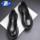 Chint business casual leather shoes heightening air cushion thick-soled loafers one-step inner heightening leather shoes men JZ0216 black 40