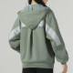 Adidas 阿迪达斯女装夹克春季新款运动服针织连帽跑步健身户外上衣外套 IK9894/银灰绿/加绒 L
