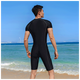 MORTEN SOLUM2025 new wetsuit one-piece men's black slim-fitting short-sleeved five-point beach sports swimsuit H95 L (height 155-170/weight 90-110 can be worn
